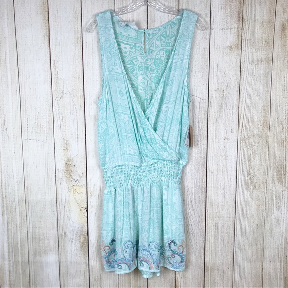 Green Dragon Beaded Surplice V-Neck Romper Size L - Picture 2 of 8